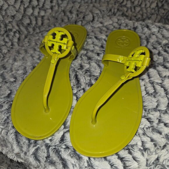 Tory Burch Shoes - Tory Burch Chartreuse Jelly Logo Thong Sandals